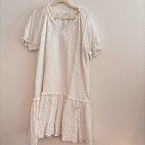 Talulah Dress White Oversized eyelet dress High low with puff sleeves Large